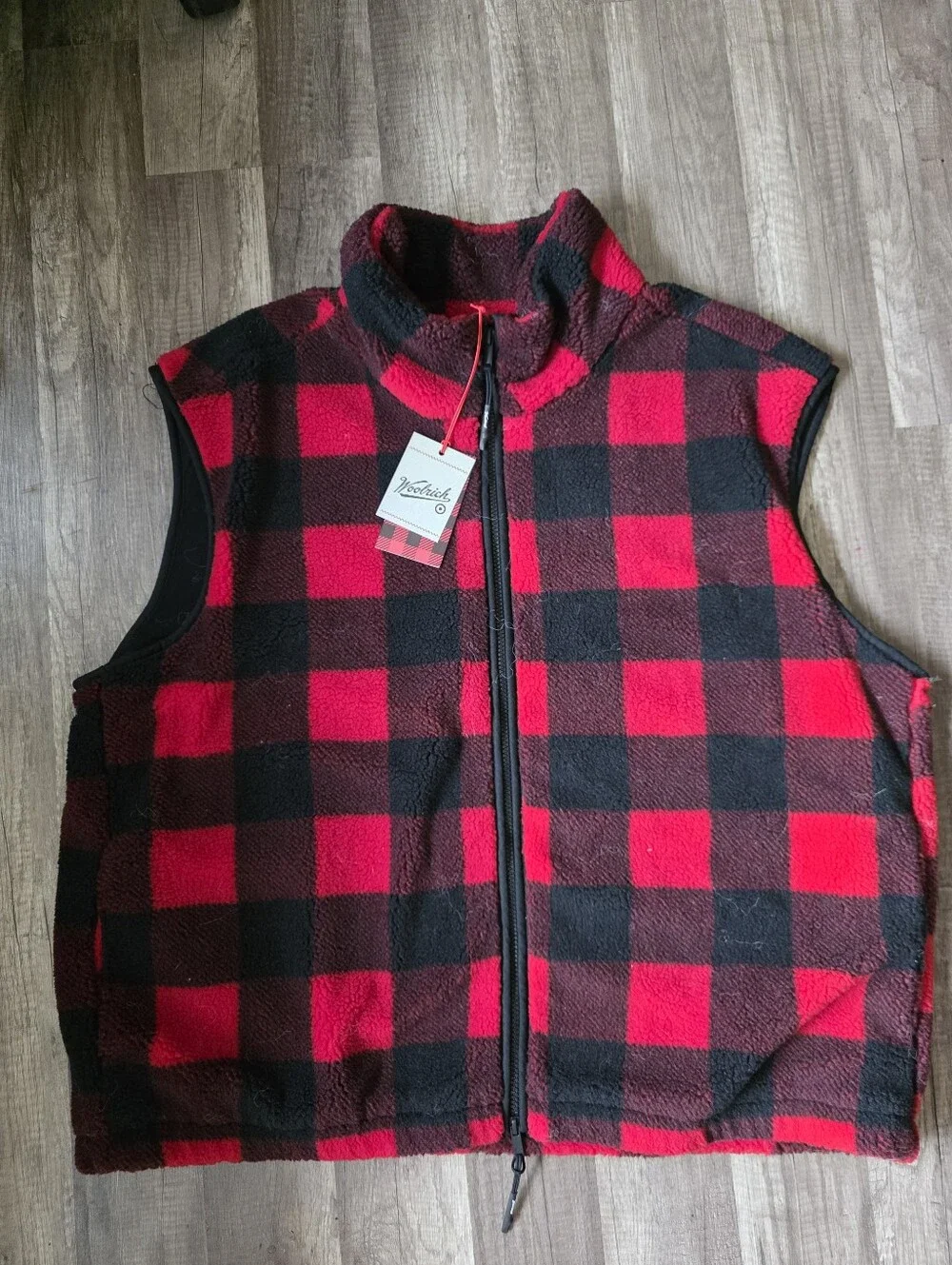 Men's WOOLRICH X TARGET Red & Black Buffalo Check Fleece Vest Gorpcore Granola